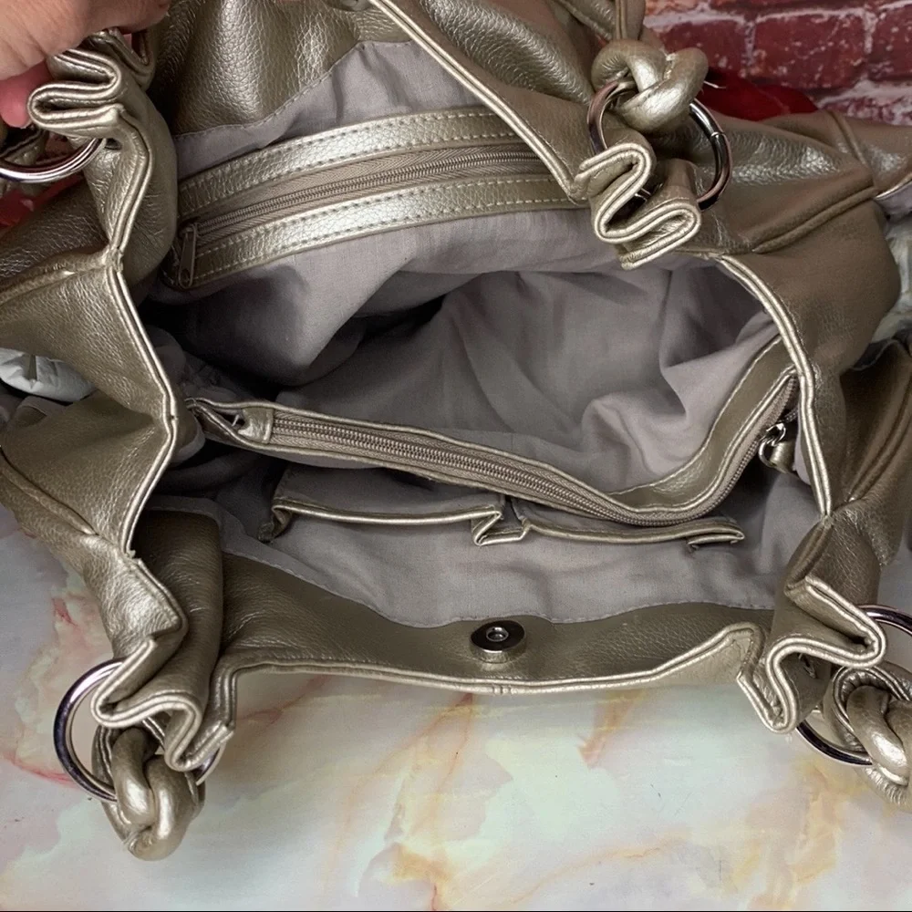Platinum Gold Large Soft and Slouchy Hobo Bag